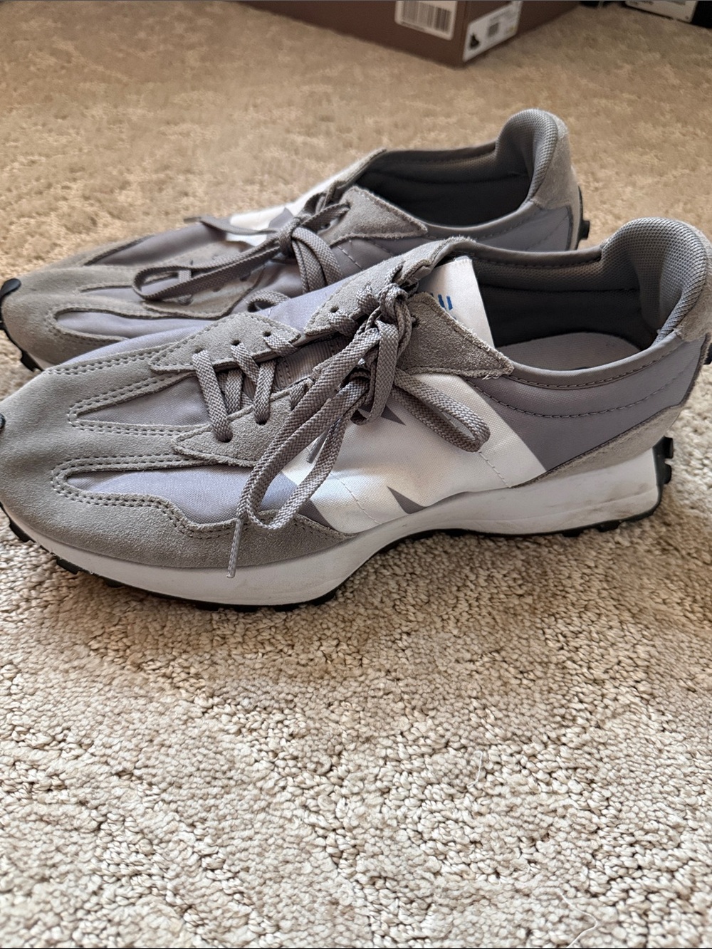New Balance Gray and White Retro Runner Sneakers